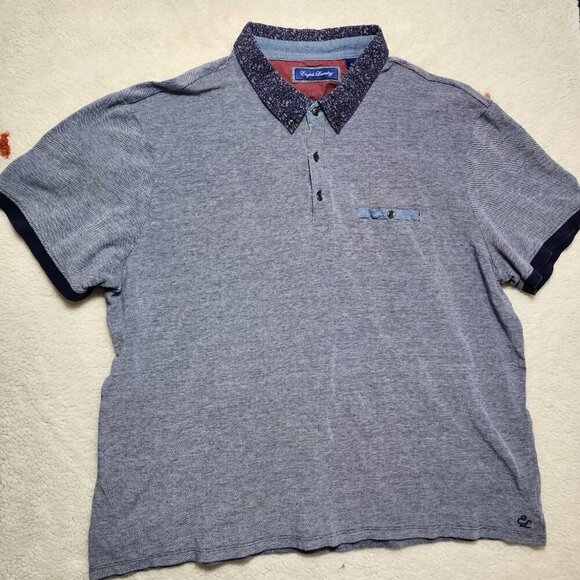 English Laundry Polo Golf Shirt 3X (XL) Blue Cotton Pocket Stretch Preppy - Picture 2 of 8